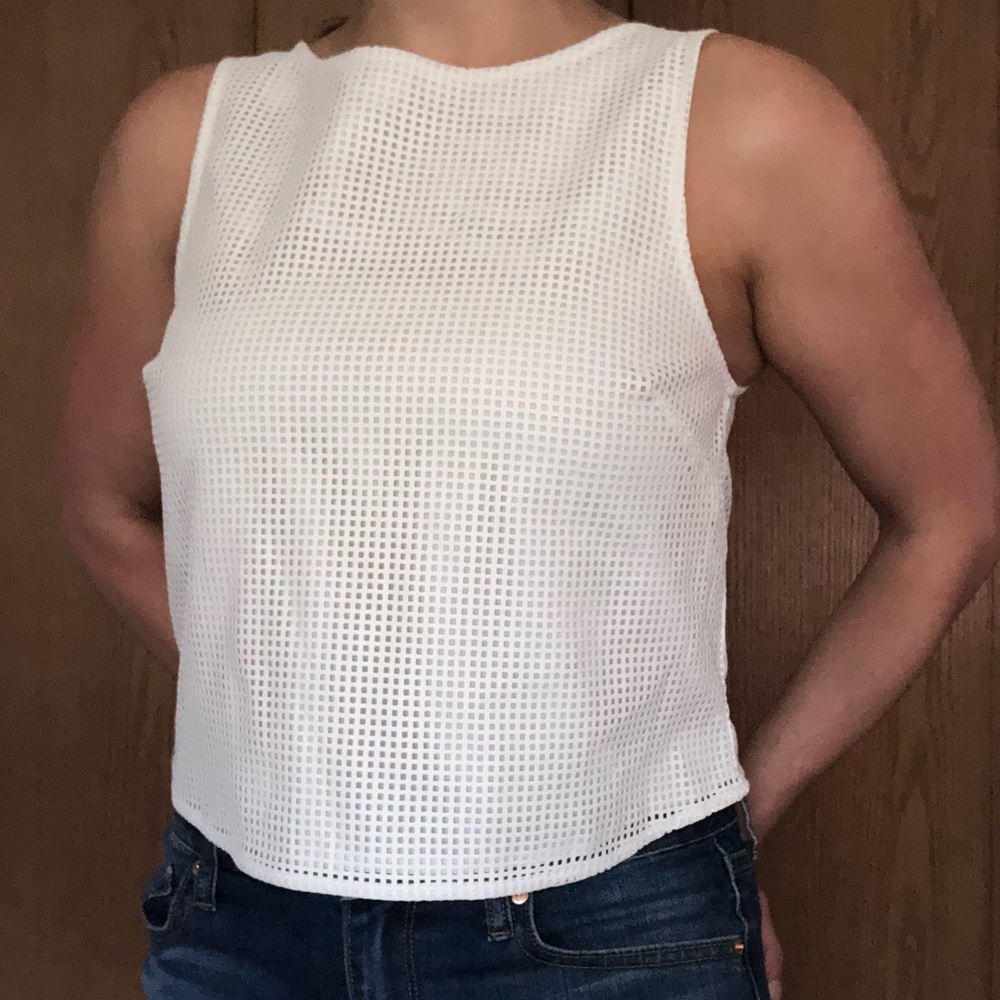 Banana Repulic White Faux Leather Crop Top